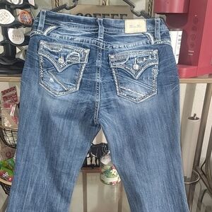 Miss Me Women's Blue Embroidered Pocket Bootcut Jeans, Vintage, Los Angela's